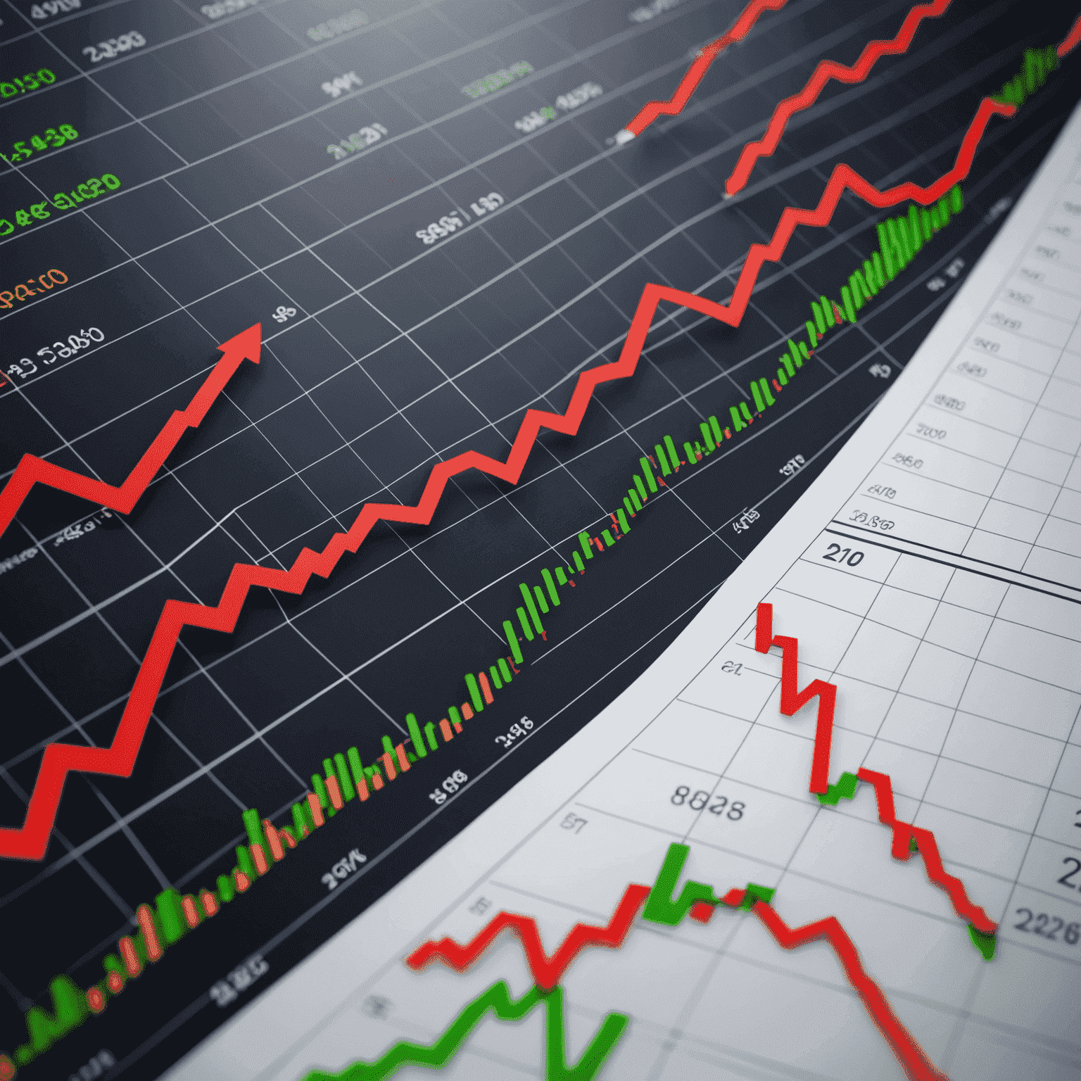 A stock market chart with an upward trend